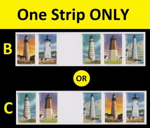 US 4795b New England Coastal Lighthouses imperf NDC gutter strip 5 MNH 2013