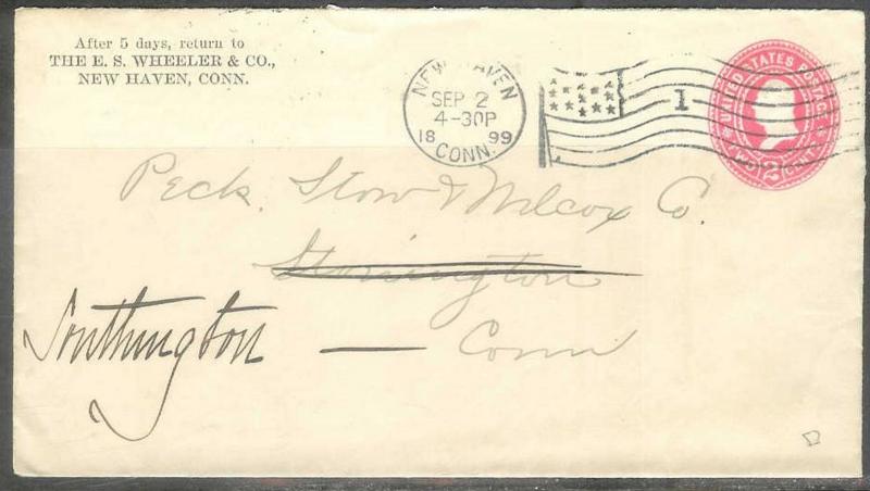 1899 (Sep 2) New Haven Conn 1 flag cancel corner card