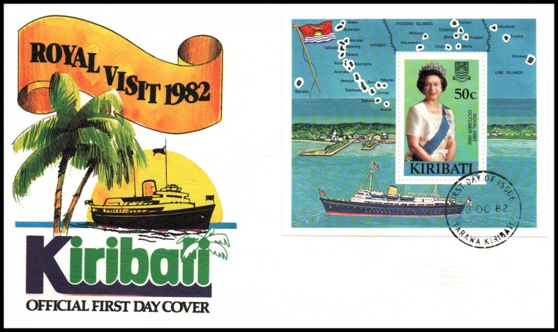 Kiribati 417 Royal Visit Souvenir Sheet U/A FDC