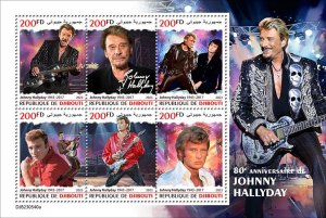 DJIBUTI - 2023 - Johnny Hallyday - Perf 6v Sheet - Mint Never Hinged