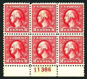 U.S. #527 MINT PL# Block OG LH 