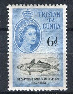 TRISTAN DA CUNHA; 1950s early QEII Pictorial issue fine Mint hinged 6d. value