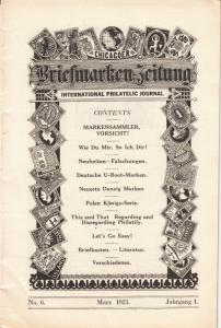 Chicagoer Briefmarken Zeitung  March 1921 #6