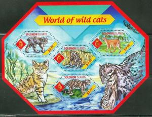 SOLOMON ISLANDS 2014 WORLD OF WILD CATS  SHEET  MINT  NH