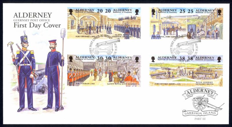 Alderney Sc# 135a-141a (Assorted) FDC 1999 Garrison Island Part III