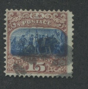 1869 US Stamp #119 15c Used F/VF type II Catalogue Value $200