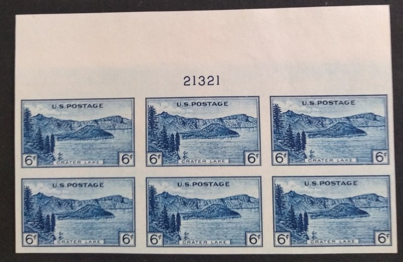 U.S.#761 Crater Lake 6c Plate Block of 6, MNH (NGAI). 'VF'