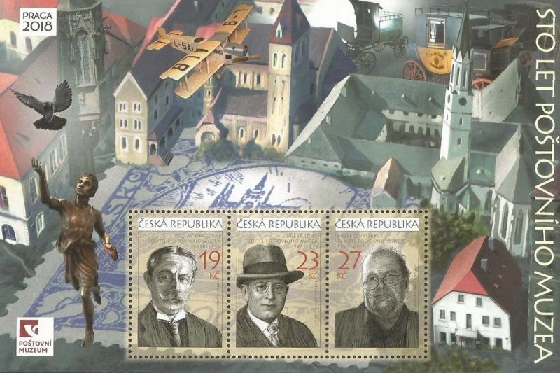 Czech 2018 World Stamp Exhibition PRAGA 2018 Post Museum 100 ann block MNH