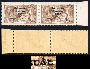 Ireland SG64c 2/6 Thom Wide date Reversed accent in U/M Pair Cat 750+++ Pounds