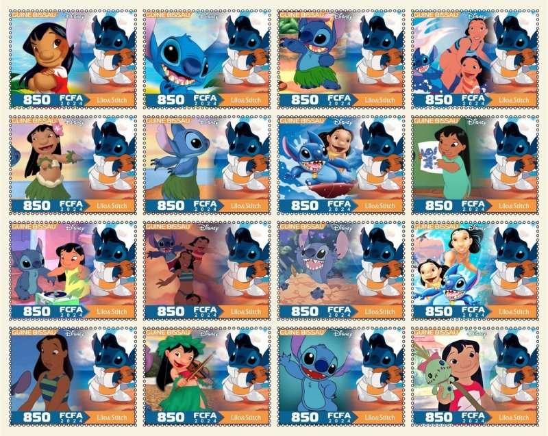 Stamps. Cartoons. Disney. 2024 year 16 stamps perforated MNH**