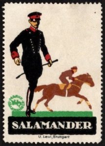 Vintage German Poster Stamp Salamander Shoes Leather Dealer Rudolf Moos