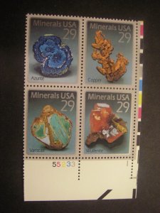 Scott 2700-2703 or 2703a, 29c Minerals, PB4 #55233 1 LR, MNH Commemorative Beaut