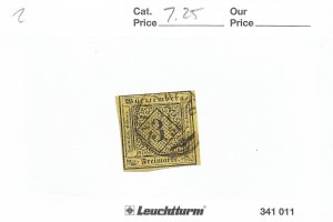 Germany: Wurttemberg Sc # 2 used (57482)