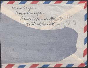 Germany - 14.7.1953 90pf as single franking on air cover to Colombia (1534)