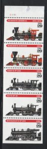 ALLY'S Plate Block Scott #2843-7 29c Locomotives B/P [5] MNH F/VF [BP-59b]