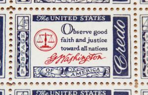 1959 sheet, American Credo issue George Washington Sc# 1139