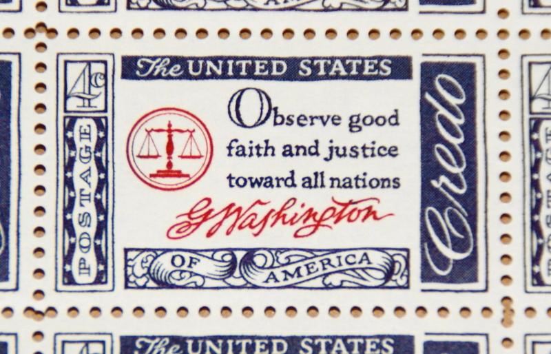 1959 sheet, American Credo issue George Washington Sc# 1139