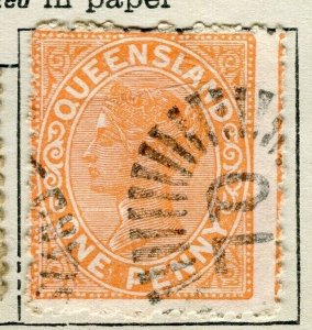 AUSTRALIA; QUEENSLAND 1896 early classic QV issue fine used 1d. value