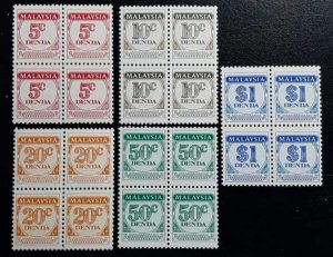 BLOCK OF 4 MALAYSIA POSTAGE DUE DENDA 1968  MINT NO HINGED MNH