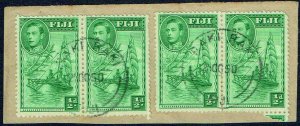 FIJI 1948 ½d green two pairs on paper - 41818