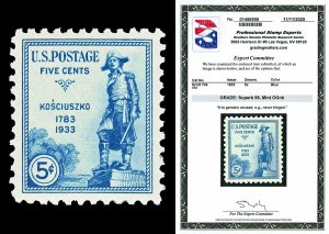 Scott 734 1933 5c Kosciuszko Issue Mint Graded Superb 98 NH with PSE CERT