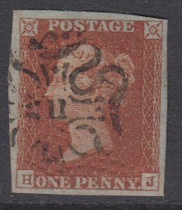 SG 8m 1d Red Brown lettered HJ very fine used cancelled with a number 11 in malt