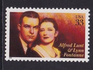 United States   #3287  MNH 1999  Lunt and Fontanne. performing art series