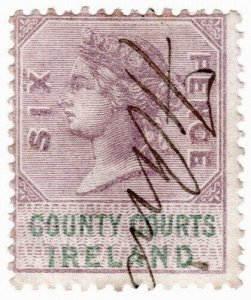 (I.B) QV Revenue : County Courts Ireland 6d (1878)