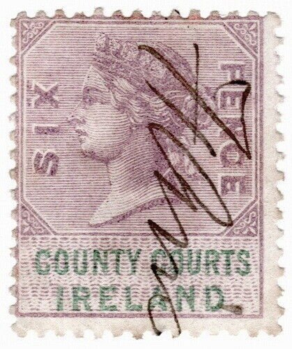 (I.B) QV Revenue : County Courts Ireland 6d (1878)