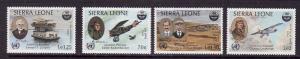 Sierra Leone-Sc#680-3-unused NH set-Planes-Aviation-Lindbergh-1985-