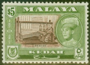 Kedah 1957 $5 Brown & Bronze-Green SG102 Fine MNH