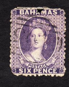 BAHAMAS Sc #14 6p DARK VIOLET,  Repaired - Good Filler