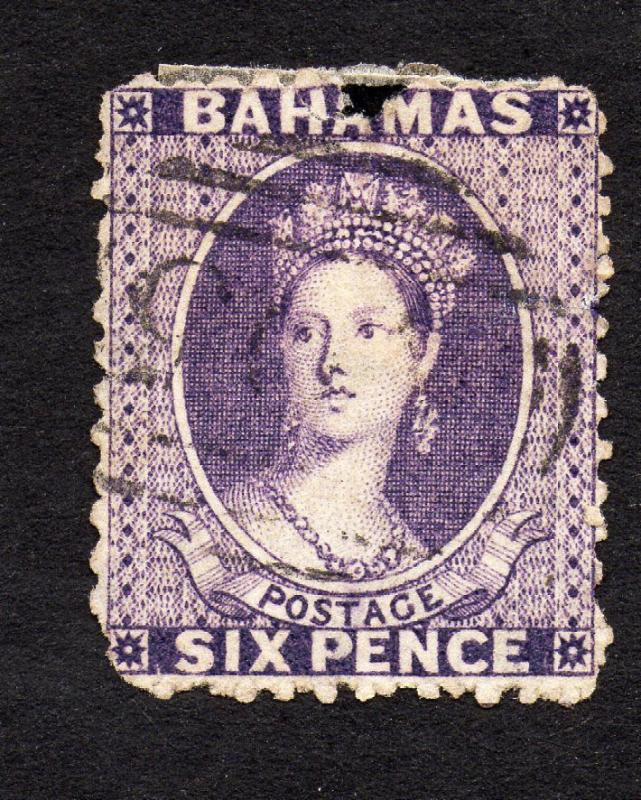 BAHAMAS Sc #14 6p DARK VIOLET,  Repaired - Good Filler