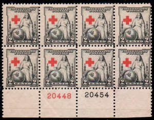 US #702 PLATE BLOCK of 8, VF/XF mint never hinged,  super nice color,  Fresh!