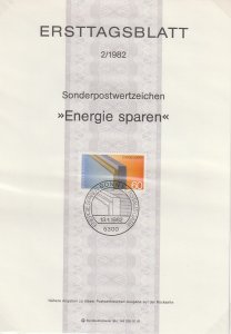 1982 Germany - FD Card (ETB) Sc 1367 - Energy Conservation