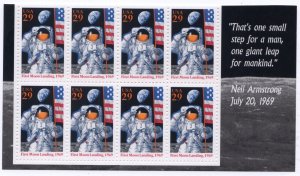 Scott #2841 29¢ FIRST MOON LANDING Bottom Block of 8 Stamps - MNH