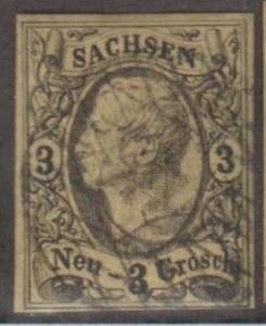 German States - Saxony Scott #12 Stamp - Used Single