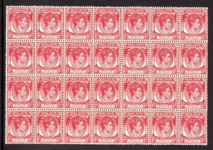 STRAITS SETTLEMENTS — SCOTT 242 — 1937 KGVI 6c ISSUE — BLK/28 — MNH — SCV $154