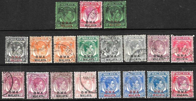 MALAYA-B.M.A. KGVI 1c-50c VARIOUS FU 