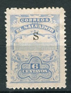 SALVADOR; 1915-16 Unissued Remainders ' S ' Optd fine Mint hinged 6c. value