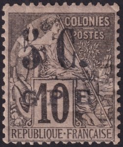 Guadeloupe 1891 #10 fvf-mh 5c on 10c Black on Lavender