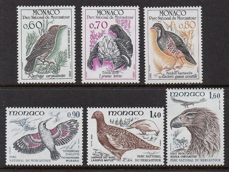 Monaco 1982 Birds Mercantour Park VF MNH (1323-8)