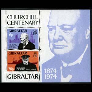 GIBRALTAR 1974 - Scott# 317a S/S Churchill NH back toned