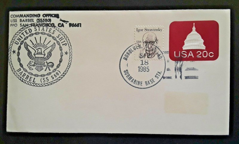 1985 USS Barbel SS 580 Honolulu HI Base San Francisco CA Illustrated Cover