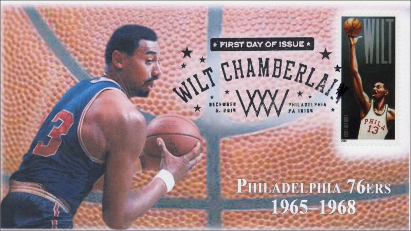 SC 4950, 2014, Wilt Chamberlain, Philadelphia 76ers, Basketball, Pictorial, FDC