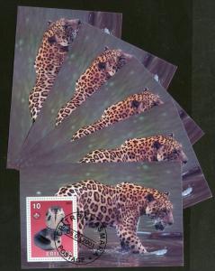 Eritrea 2001 Leopard Panther Snake Wild Life Animals Fauna M/s Cancelled x 5 ...