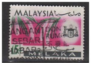 Malaysia Malacca 1965 - Scott 72 used - 15c, Orchids & State