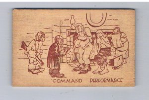 Wooden Comedy postcard used in the 1940's  Command Performance