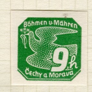 BOHEMIA MORAVIA; 1939 early Newspaper Imperf issue fine Mint hinged 9h. value