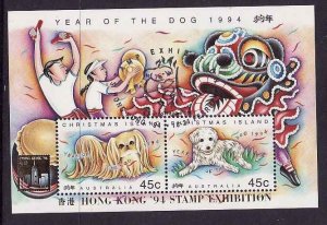Christmas Is.-SC#359d-used sheet-Year of the Dog-1994-overpr